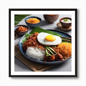 A Harmony of Taste: Nasi Lemak with All the Trimmings Art Print