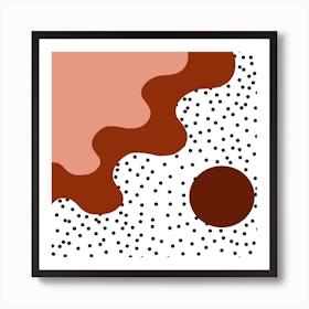 Wavy Brown Abstracts with Polka Dots Art Print