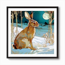 Hare In The Snow Art Print