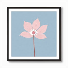 A White And Pink Flower In Minimalist Style Square Composition 438 Art Print