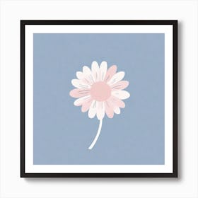 A White And Pink Flower In Minimalist Style Square Composition 700 Art Print