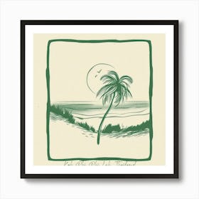 Koh Phi Phi Leh, Thailand Green Line Art Illustration Art Print