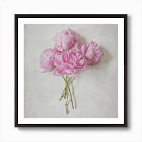 Pink Peonies Bouquet  Square Art Print