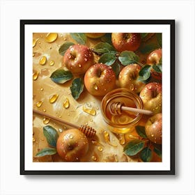 Rosh Hashanah Banner Texture With Apples And Hon 1718398235 1 Art Print