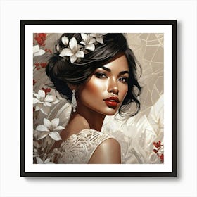 Woman With Flowers 2 Art Print