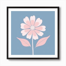 A White And Pink Flower In Minimalist Style Square Composition 468 Art Print