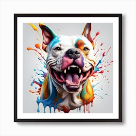 Dog With Paint Splashes Art Print