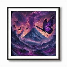 Purple Butterfly In The Sky Art Print