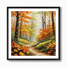 Forest In Autumn In Minimalist Style Square Composition 329 Art Print