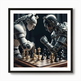 Robots Playing Chess Art Print