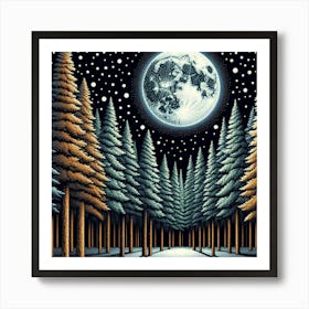 Full Moon In The Forest 1 Art Print