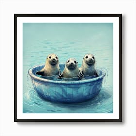 Three Seals In A Pool 1 Art Print