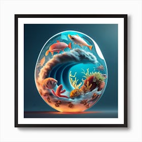 A Tsunami In Vertically Placed Glass With Beauti Art Print