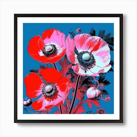 Andy Warhol Style Pop Art Flowers Anemone 2 Square Art Print