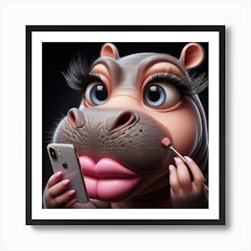 Hippo Makeup 1 Art Print