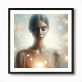 Beautiful Woman With Light Art Print