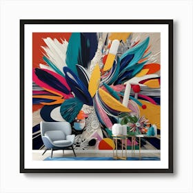 Unique, full-screen wall art with mesmerizing abstract shapes, vibrant colors, and bold brushstrokes. Art Print