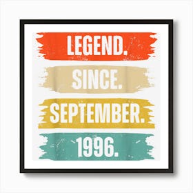 26 Years Old Gifts 26th Birthday Legend Since September 1996 1 Art Print