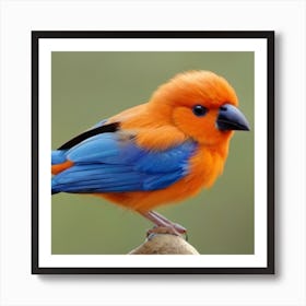 Blue And Orange Bird Art Print