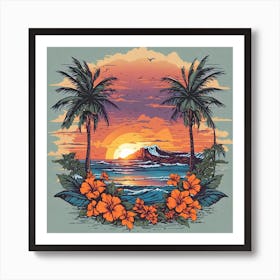 Sunset At The Beach Art Print