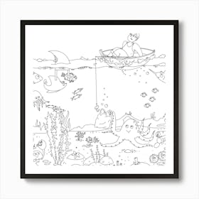 Sea life coloring page Art Print