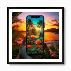 Firefly Smartphone, Creature, Morphic, Colorful, Tropical, Aquatic, Style, Water, Beach, Sunrise, Pa Art Print