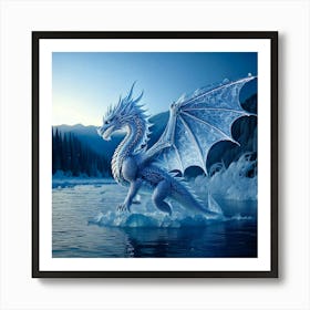 Firefly Dragon, Ice, Translucent, Wings, Snowflake, Patterns, Breathing, Icy, Winds, Frozen, Lake, M (10) Art Print