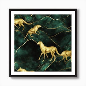 Gold Kangaroos Art Print