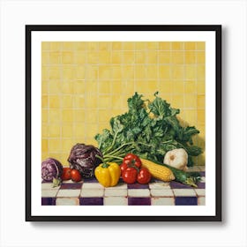 Vegetables Yellow Tile Art Print