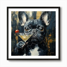 Frenchie With Martini 1 Poster