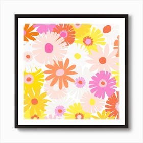 Crepe Paper Flowers In Pink Square Art Print