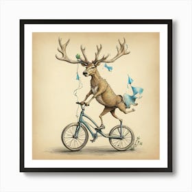 Deer On A Bike 8 Art Print