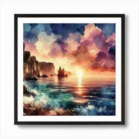 Sunset At The Beach 4 Art Print