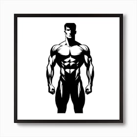 Bodybuilder Silhouette Art Print