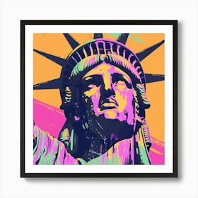 Liberty Statue New York Pop Art Print Orange Pink Art Print