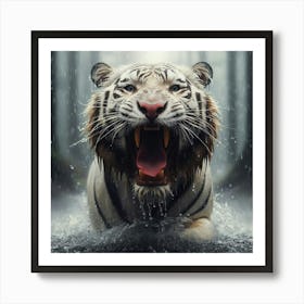 White Tiger In The Rain 4 Art Print