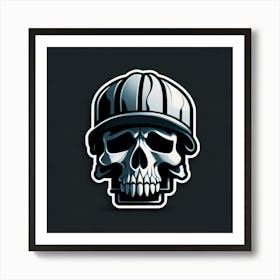Skull Sticker With A Cap Silver (43) Art Print