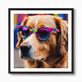 Golden Retriever Wearing Sunglasses Art Print