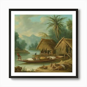 Village On The River Art Print