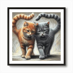 Two Cats In Love 2 Art Print