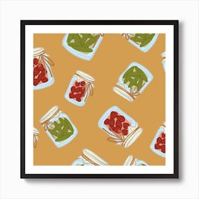 Preserved Food Pickles And Tomatoes Seamless Print Art Print