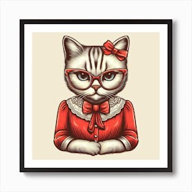 Cat In Glasses 1 Art Print