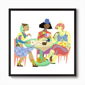 Caching Up With Friends Square  Art Print