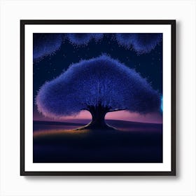 Tree At Night 2 Art Print