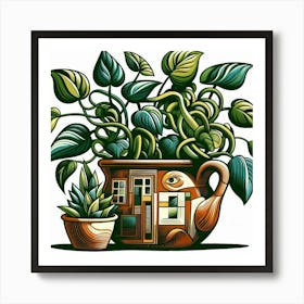 House In A Pot Art Print