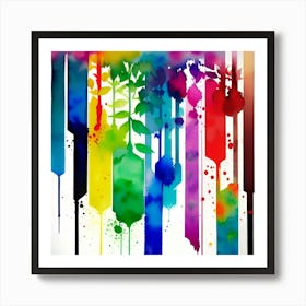 Rainbow Paint Drips Art Print