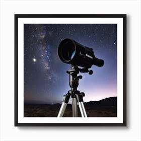 Night Sky With Telescope 1 Art Print