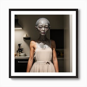 Alien Woman In Kitchen Art Print