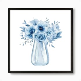 Watercolor Blue Floral 31 Art Print