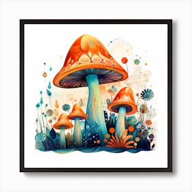 Mushrooms In The Garden 7 Art Print